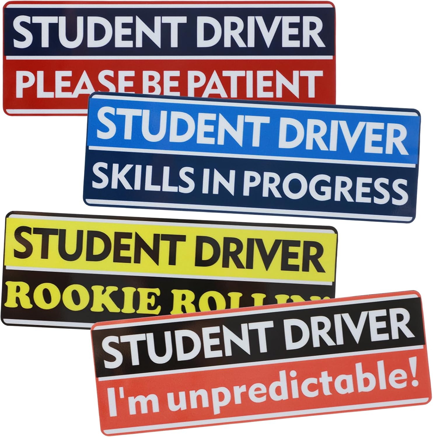 4 PCS New Driver Funny Car Decals, Student Driver Sticker for Car