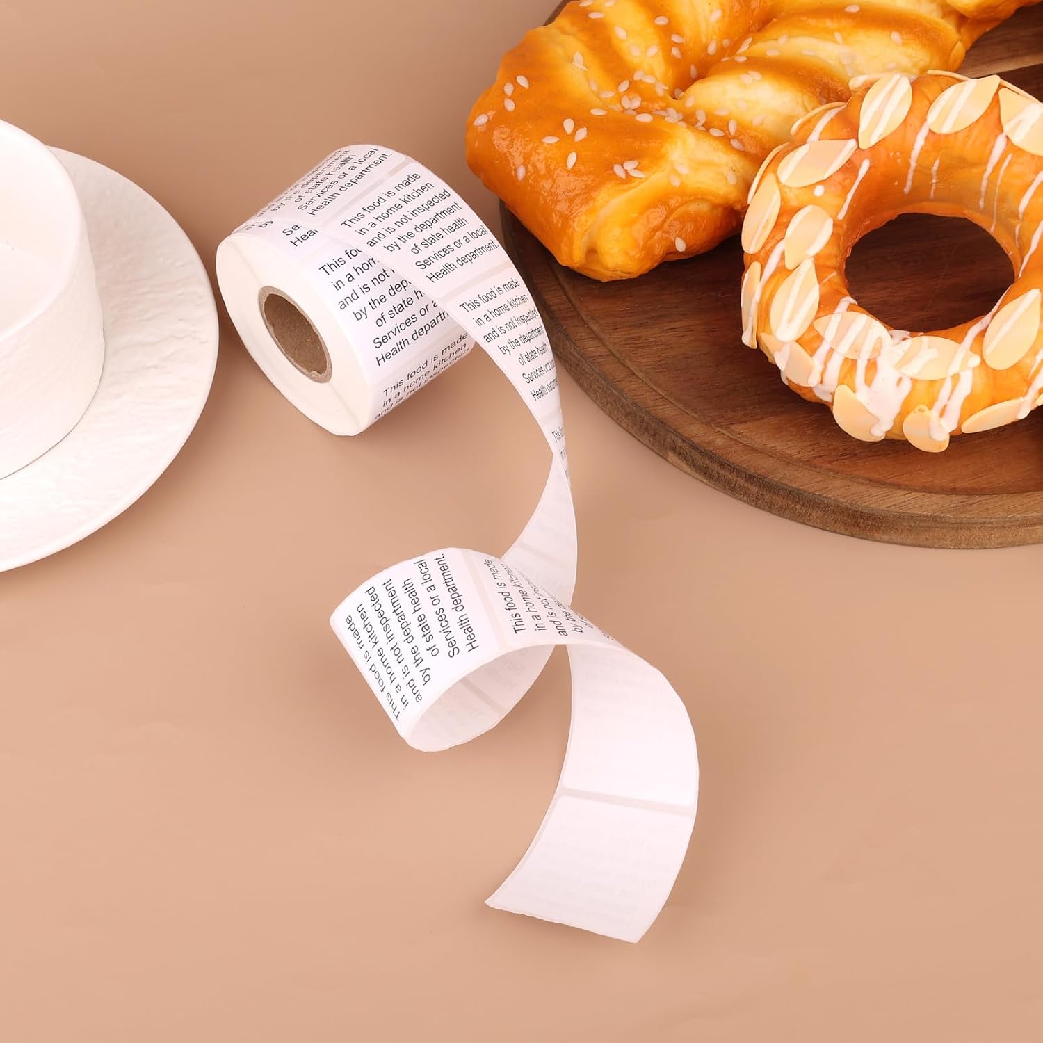 500pcs Cottage Food Law Allergy Labels Stickers, 1.50×1.50in/3.81×3.81cm Square Bakery Cottage Law Food Labels Non-Inspection Statement Decal for Home Kitchen