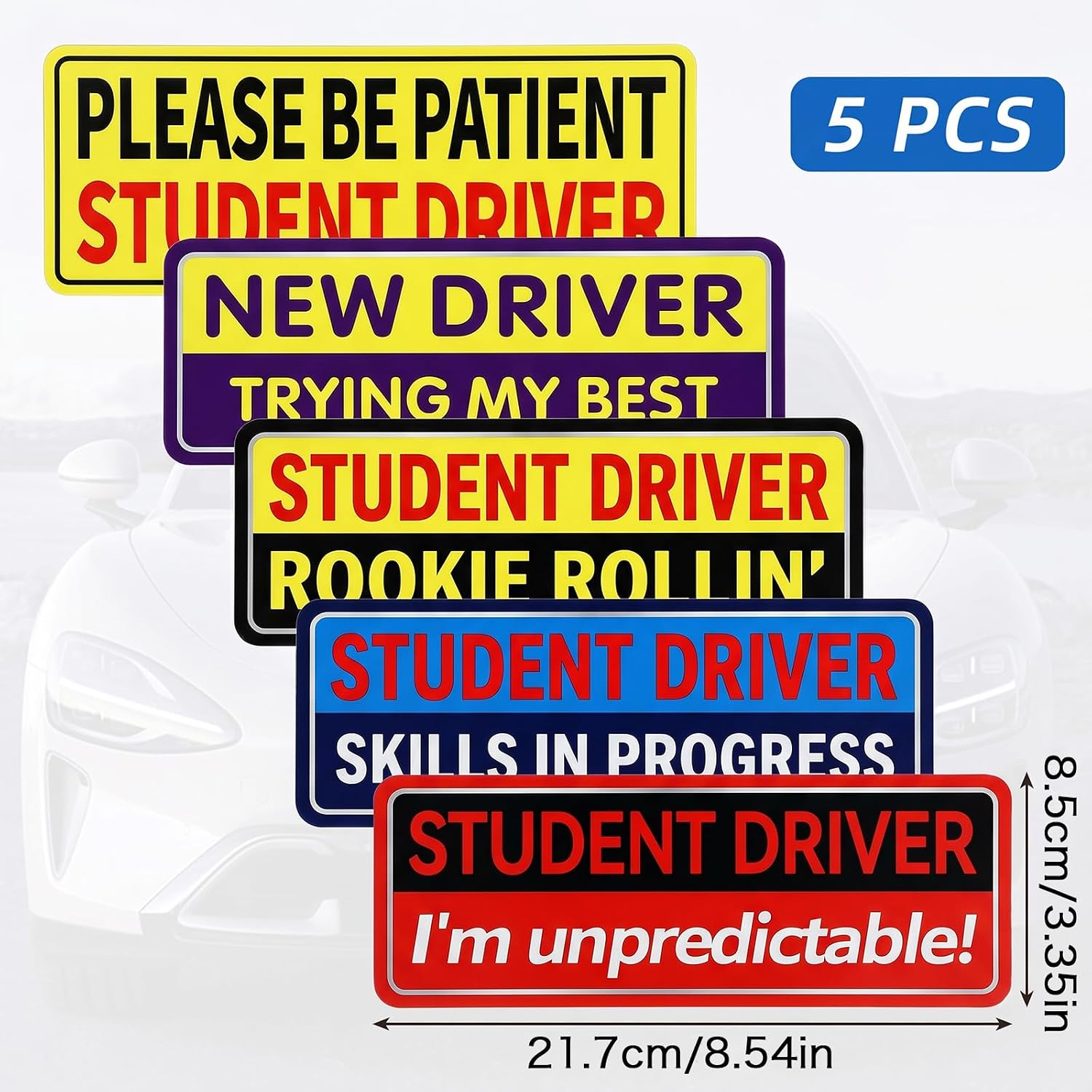 5PCS New Driver Funny Car Decals, Student Driver Sticker for Car