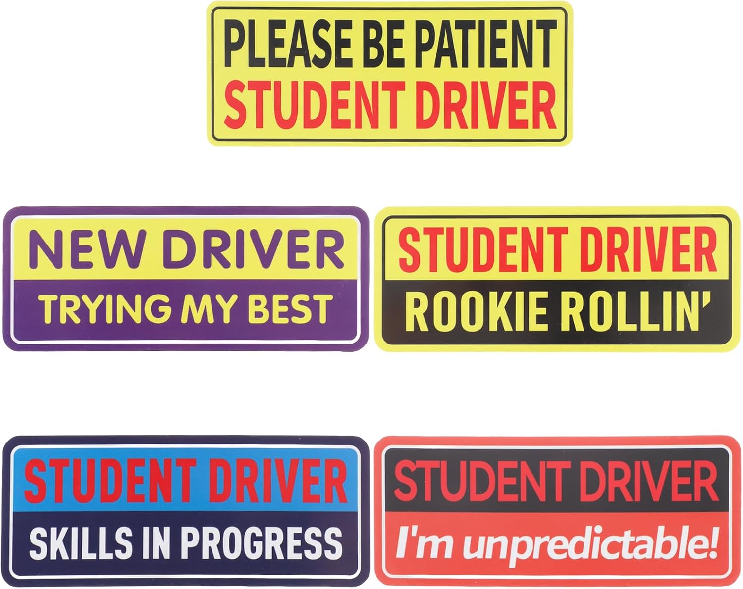 5PCS New Driver Funny Car Decals, Student Driver Sticker for Car