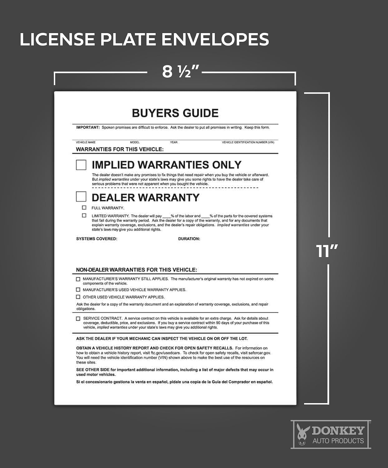 Buyers Guides for Car Dealers – Outdoor – Exterior Window Stickers – 8.5 x 11 Inches – (As is) -(100 Per Pack)