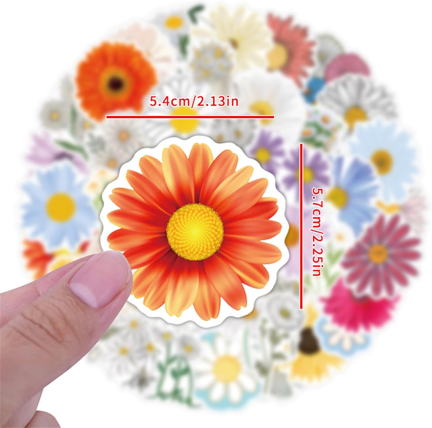 Cute Daisy Stickers 55PCS Beautiful Plants Waterproof Flower Stickers for Water Bottles Laptop Luggage Journaling, Party Rewards Waterproof Vinyl Decals for Kids Teens Adults (Colourful)