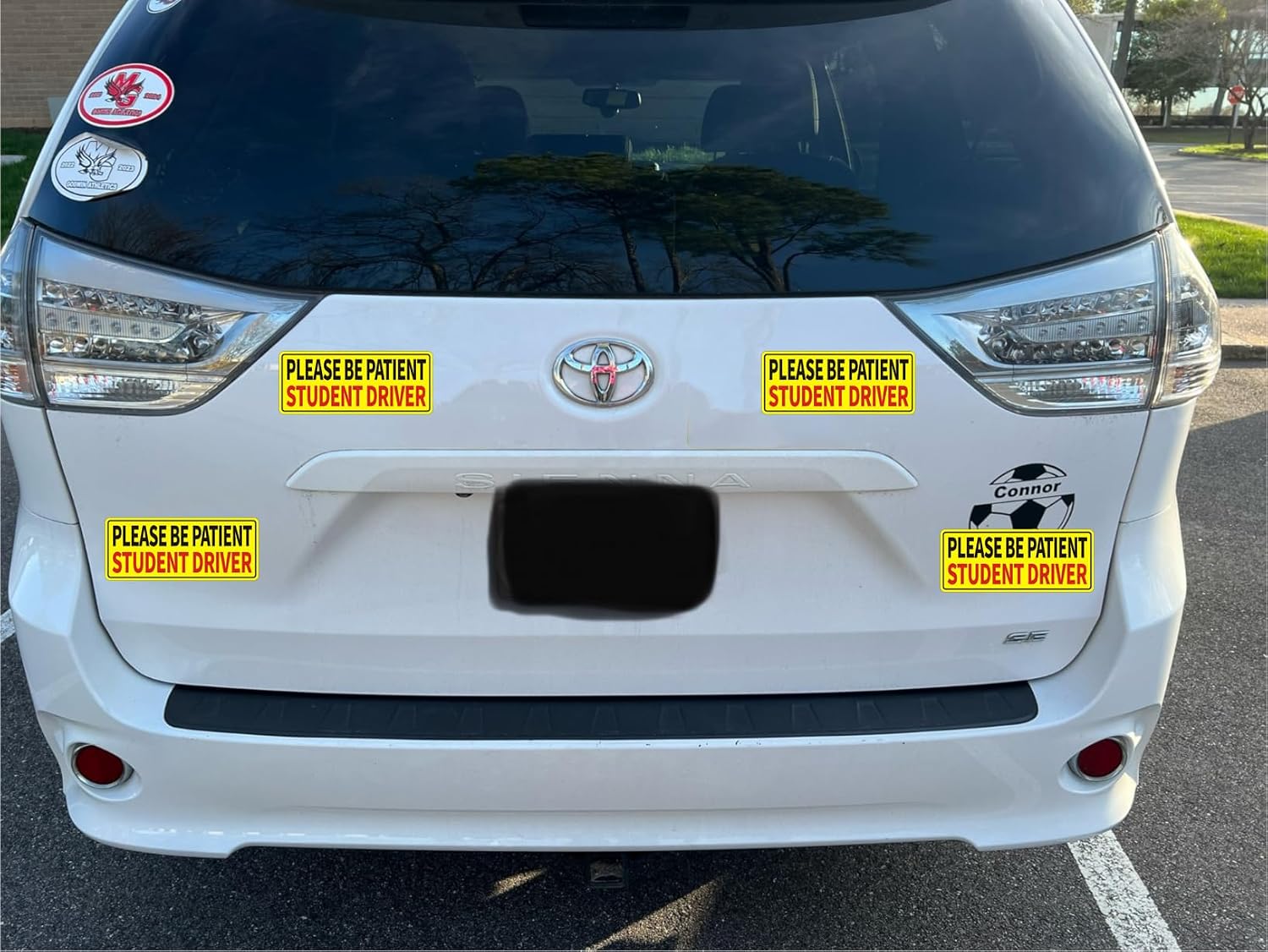 Non-Magnetic Student Driver Stickers – Removable Student Driver Stickers, Safe for Painting Removable Back Glue Works Better Than Magnetic Suitable for Plastic Bumpers and Windows 5pcs
