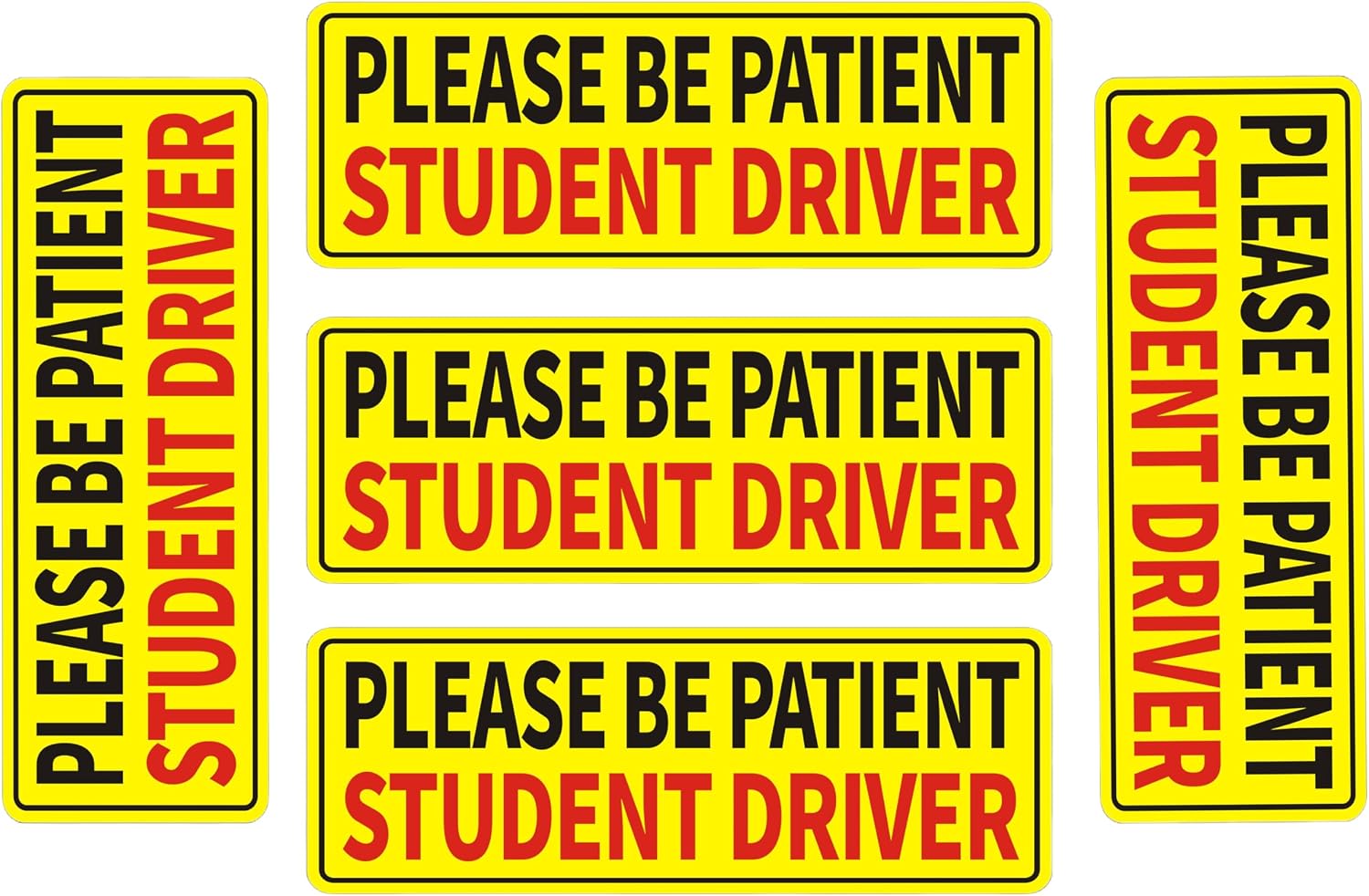 Non-Magnetic Student Driver Stickers – Removable Student Driver Stickers, Safe for Painting Removable Back Glue Works Better Than Magnetic Suitable for Plastic Bumpers and Windows 5pcs