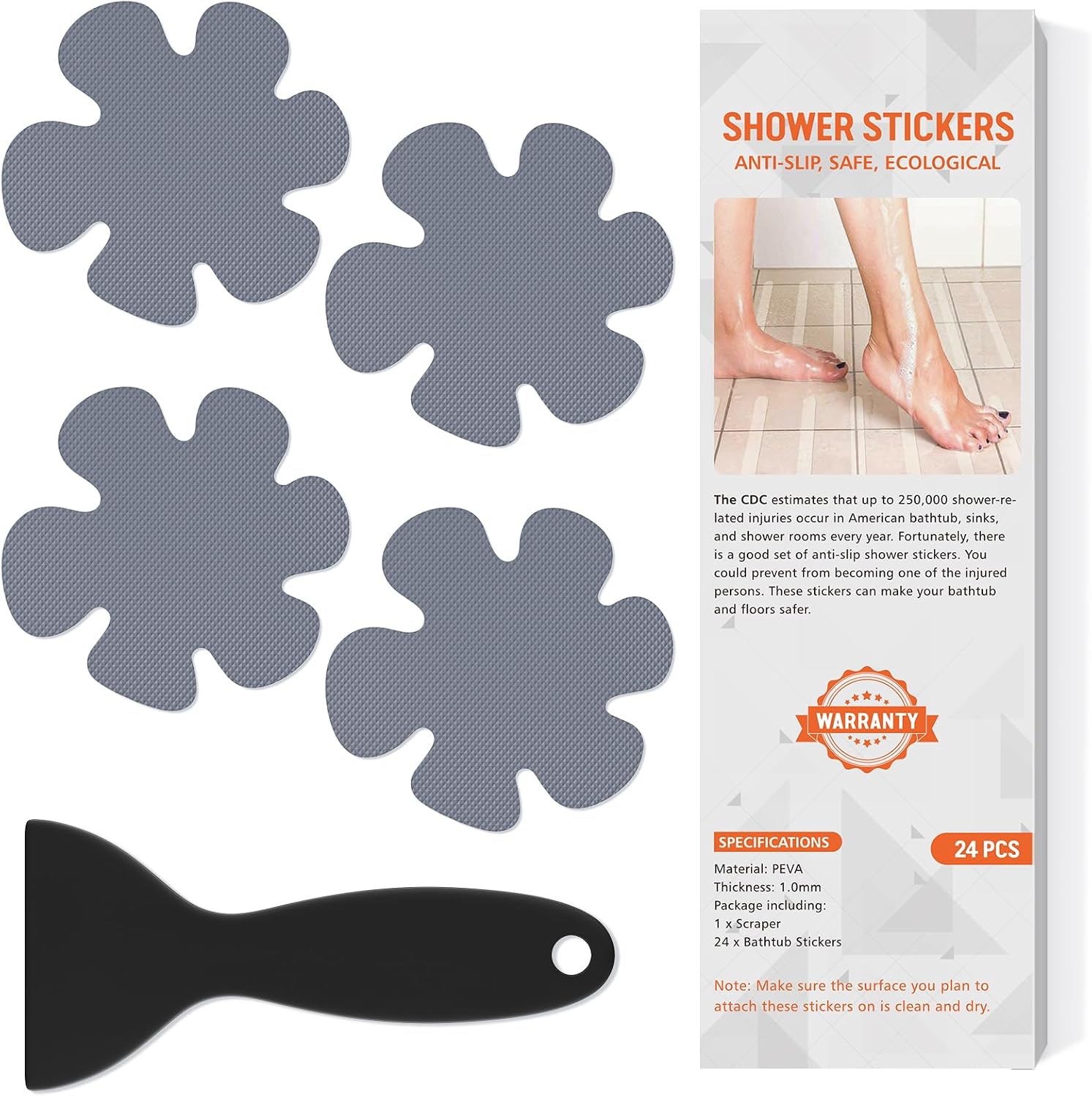 Non Slip Bathtub Stickers, 24 PCS Shower Stickers for Safety Bathroom Tubs