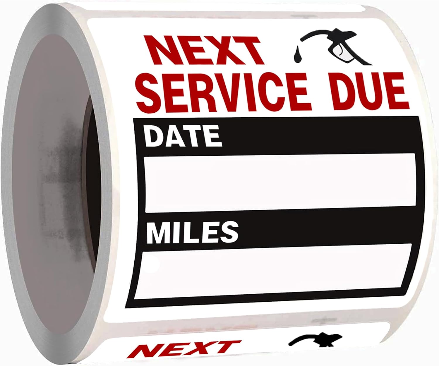 Oil Change Auto Maintenance Service Due Reminder Stickers Labels 100pcs\/Roll Stickers，Easy-Peel with No Residue, Easy to Write On，2×2 Inch, Black